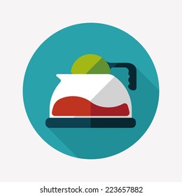 coffee kettle flat icon with long shadow,eps10