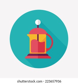 coffee kettle flat icon with long shadow,eps10