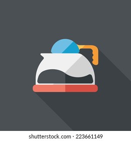 coffee kettle flat icon with long shadow,eps10
