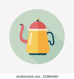 coffee kettle flat icon with long shadow,eps10
