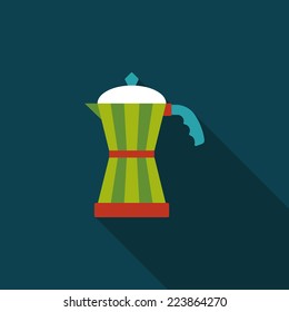 coffee kettle flat icon with long shadow,eps10