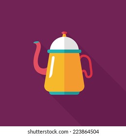 coffee kettle flat icon with long shadow,eps10