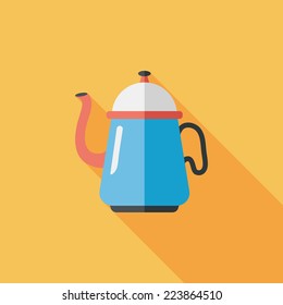 coffee kettle flat icon with long shadow,eps10