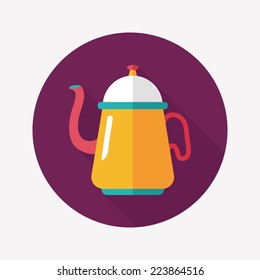 coffee kettle flat icon with long shadow,eps10