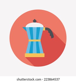 coffee kettle flat icon with long shadow,eps10