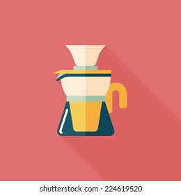 coffee kettle flat icon with long shadow,eps10