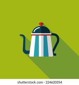 coffee kettle flat icon with long shadow,eps10
