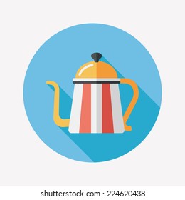 coffee kettle flat icon with long shadow,eps10