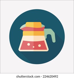 coffee kettle flat icon with long shadow,eps10