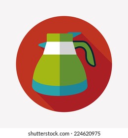 coffee kettle flat icon with long shadow,eps10
