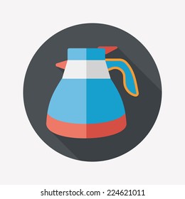 coffee kettle flat icon with long shadow,eps10