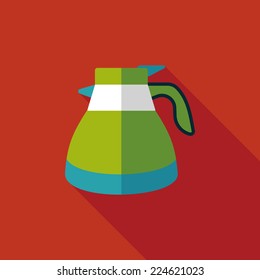 coffee kettle flat icon with long shadow,eps10