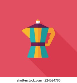 coffee kettle flat icon with long shadow,eps10