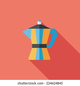 coffee kettle flat icon with long shadow,eps10