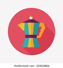 coffee kettle flat icon with long shadow,eps10