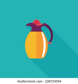 coffee kettle flat icon with long shadow,eps10