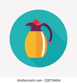 coffee kettle flat icon with long shadow,eps10