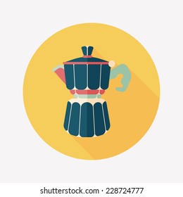 coffee kettle flat icon with long shadow,eps10