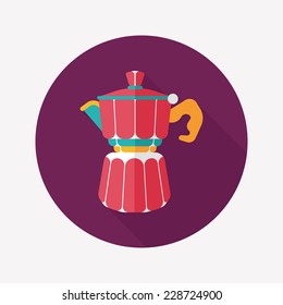 coffee kettle flat icon with long shadow,eps10