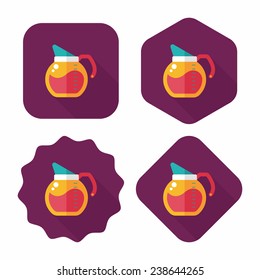 coffee kettle flat icon with long shadow, eps10