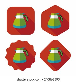 coffee kettle flat icon with long shadow, eps10