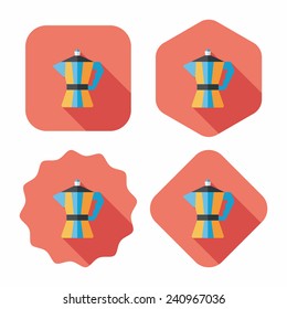 coffee kettle flat icon with long shadow,eps10