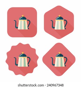 coffee kettle flat icon with long shadow,eps10