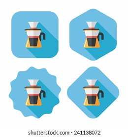 coffee kettle flat icon with long shadow,eps10