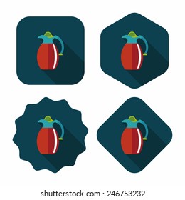 coffee kettle flat icon with long shadow,eps10