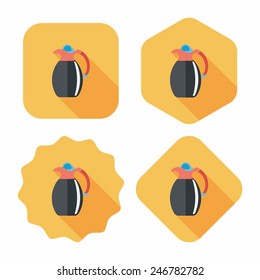 coffee kettle flat icon with long shadow,eps10