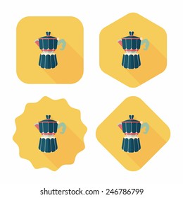 coffee kettle flat icon with long shadow,eps10
