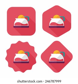 coffee kettle flat icon with long shadow,eps10