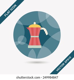 coffee kettle flat icon with long shadow,eps10