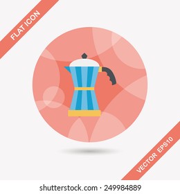 coffee kettle flat icon with long shadow,eps10