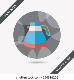 coffee kettle flat icon with long shadow,eps10