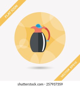 coffee kettle flat icon with long shadow,eps10
