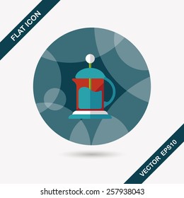 coffee kettle flat icon with long shadow,eps10