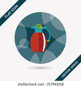 coffee kettle flat icon with long shadow,eps10