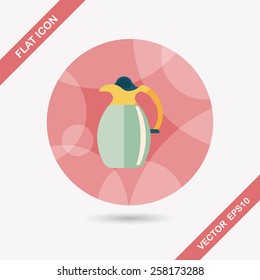 coffee kettle flat icon with long shadow,eps10