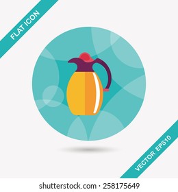 coffee kettle flat icon with long shadow,eps10