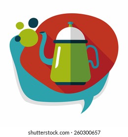 coffee kettle flat icon with long shadow,eps10