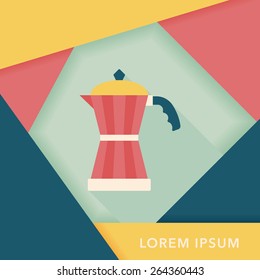 coffee kettle flat icon with long shadow,eps10