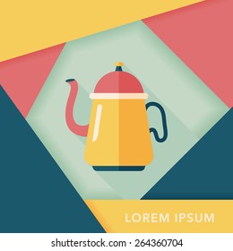 coffee kettle flat icon with long shadow,eps10