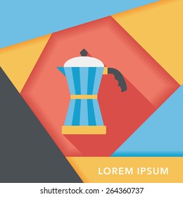 coffee kettle flat icon with long shadow,eps10