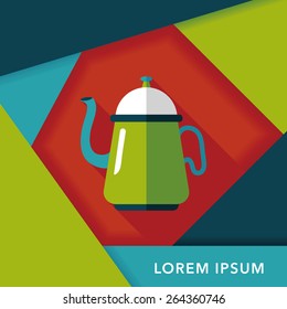 coffee kettle flat icon with long shadow,eps10