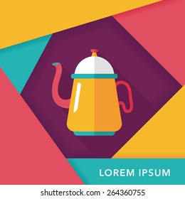 coffee kettle flat icon with long shadow,eps10