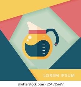 coffee kettle flat icon with long shadow,eps10