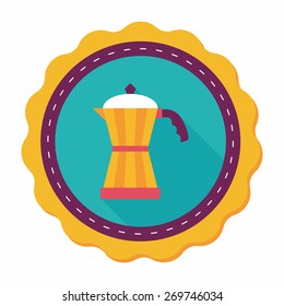 coffee kettle flat icon with long shadow,eps10