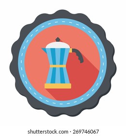 coffee kettle flat icon with long shadow,eps10