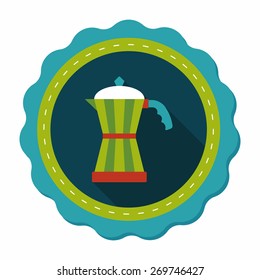 coffee kettle flat icon with long shadow,eps10